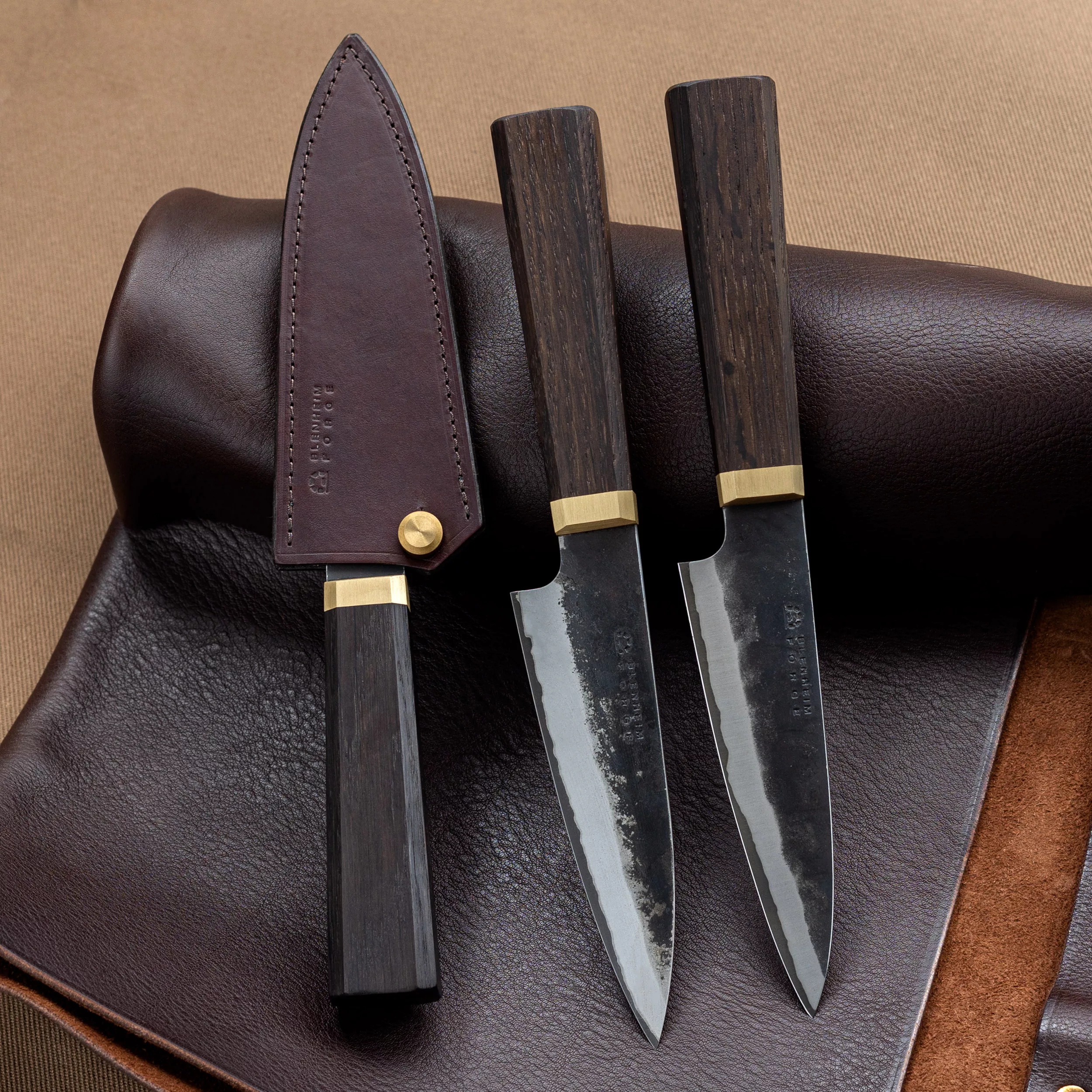 Leather & Oak Magnetic Knife Block
