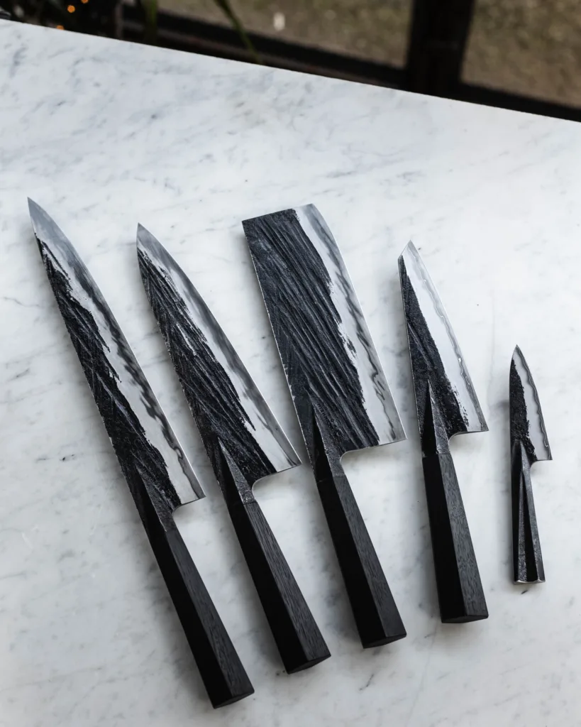Forged carbon steel knife set